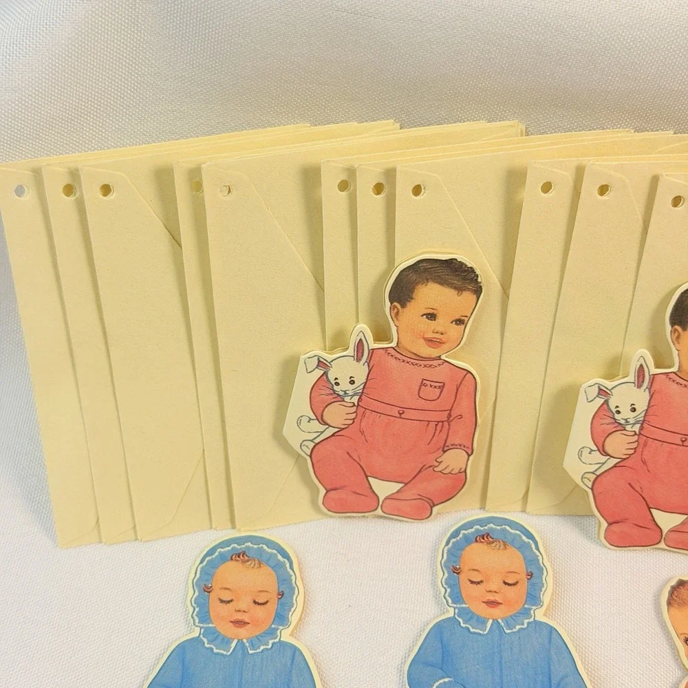 12 Vintage 1980's Merrimack Die Cut Victorian Style Gift Tags Child Doll Cottage